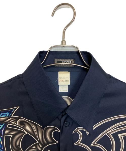 VERSACE（ヴェルサーチェ）VERSACE (ヴェルサーチェ) シルクシャツ ネイビー サイズ:50の古着・服飾アイテム