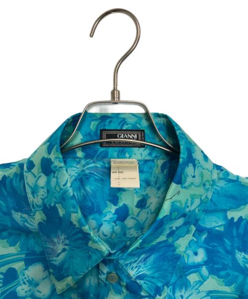 GIANNI VERSACE（ジャンニ・ヴェルサーチ）GIANNI VERSACE (ジャンニ・ヴェルサーチ) シルクシャツ ブルー サイズ:54の古着・服飾アイテム