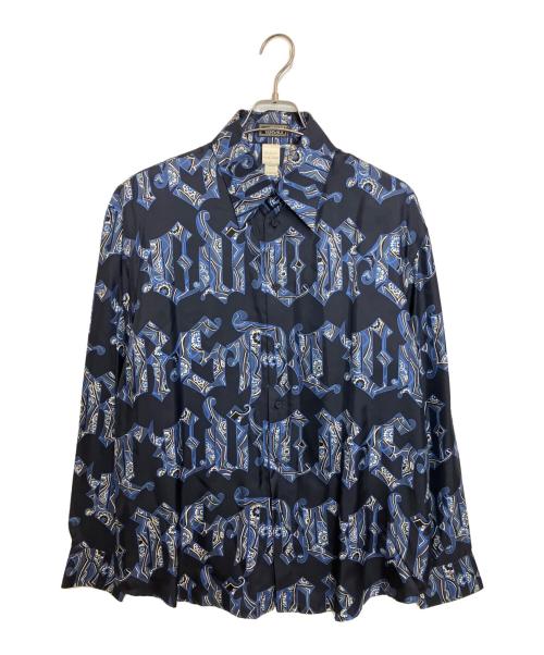 GIANNI VERSACE（ジャンニ・ヴェルサーチ）GIANNI VERSACE (ジャンニ・ヴェルサーチ) シルクシャツ ネイビー サイズ:50の古着・服飾アイテム
