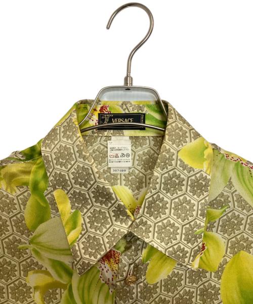 VERSACE（ヴェルサーチェ）VERSACE (ヴェルサーチェ) シルクシャツ イエロー サイズ:52の古着・服飾アイテム