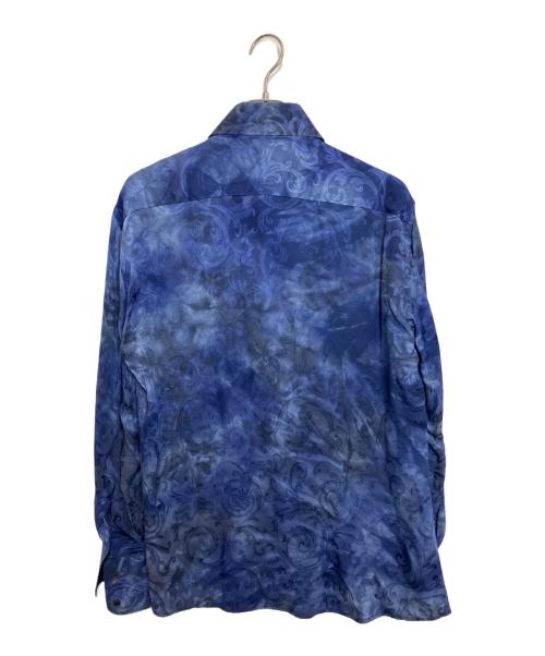 VERSACE（ヴェルサーチェ）VERSACE (ヴェルサーチェ) シルクシャツ ネイビー サイズ:52の古着・服飾アイテム