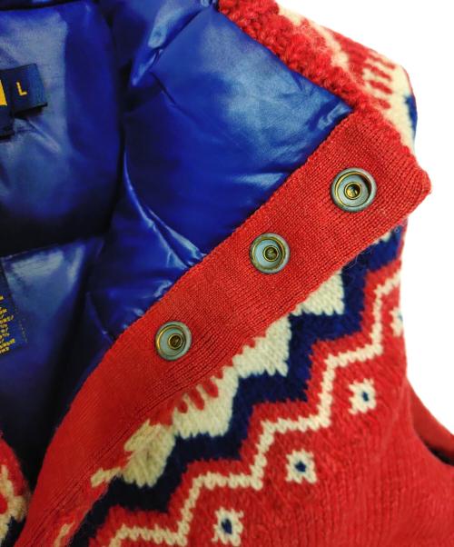 RALPH LAUREN RUGBY（ラルフローレンラグビー）RALPH LAUREN RUGBY (ラルフローレンラグビー) ニットダウンベスト レッド サイズ:Lの古着・服飾アイテム