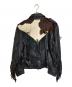 Veruducci (ヴァドゥーチ) レザーハラコフリンジジャケット ブラック×ホワイト サイズ:46：13000円