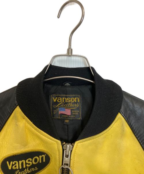 VANSON（バンソン）VANSON (バンソン) TJ TEAM jacket ブラック×イエロー サイズ:Lの古着・服飾アイテム