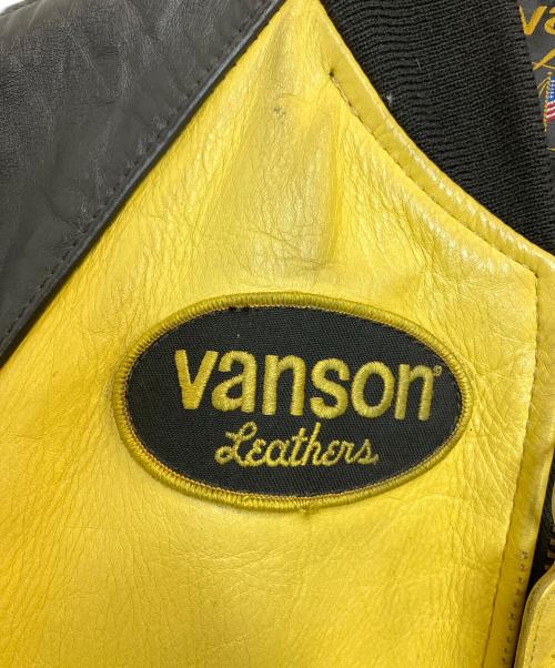 VANSON（バンソン）VANSON (バンソン) TJ TEAM jacket ブラック×イエロー サイズ:Lの古着・服飾アイテム