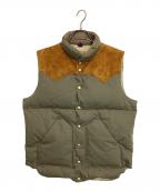 WAREHOUSE×RockyMountainFeatherBedウエアハウス×ロッキーマウンテンフェザーベッド）の古着「WH HBT DOWN VEST」｜カーキ×ブラウン