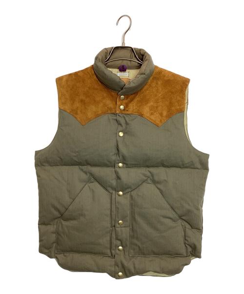 WAREHOUSE（ウエアハウス）WAREHOUSE (ウエアハウス) RockyMountainFeatherBed (ロッキーマウンテンフェザーベッド) WH HBT DOWN VEST カーキ×ブラウン サイズ:XLの古着・服飾アイテム