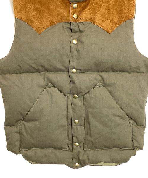 WAREHOUSE（ウエアハウス）WAREHOUSE (ウエアハウス) RockyMountainFeatherBed (ロッキーマウンテンフェザーベッド) WH HBT DOWN VEST カーキ×ブラウン サイズ:XLの古着・服飾アイテム
