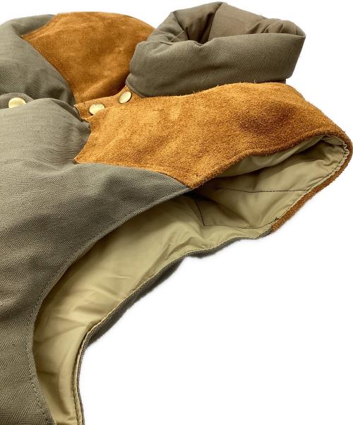 WAREHOUSE（ウエアハウス）WAREHOUSE (ウエアハウス) RockyMountainFeatherBed (ロッキーマウンテンフェザーベッド) WH HBT DOWN VEST カーキ×ブラウン サイズ:XLの古着・服飾アイテム