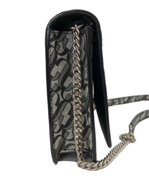 JIMMY CHOO（ジミーチュウ）JIMMY CHOO (ジミーチュウ) チェーンショルダーバッグ シルバー×ブラックの古着・服飾アイテム