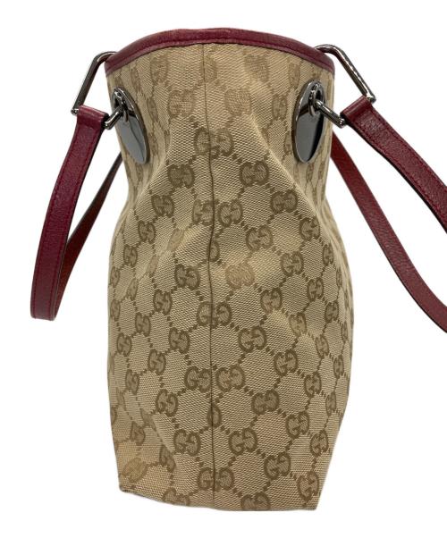 GUCCI（グッチ）GUCCI (グッチ) トートバッグ ベージュ×ボルドーの古着・服飾アイテム