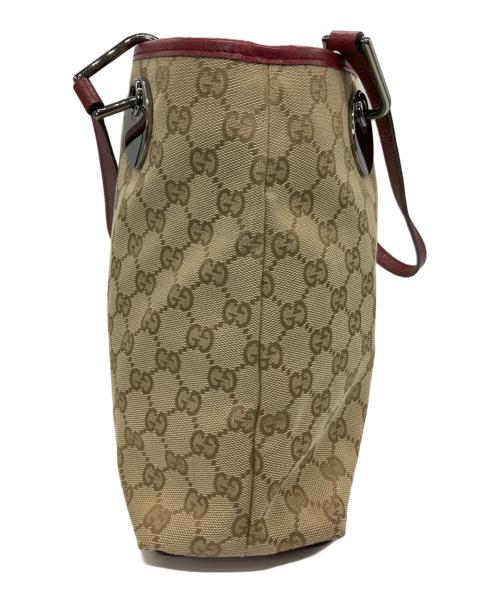 GUCCI（グッチ）GUCCI (グッチ) トートバッグ ベージュ×ボルドーの古着・服飾アイテム