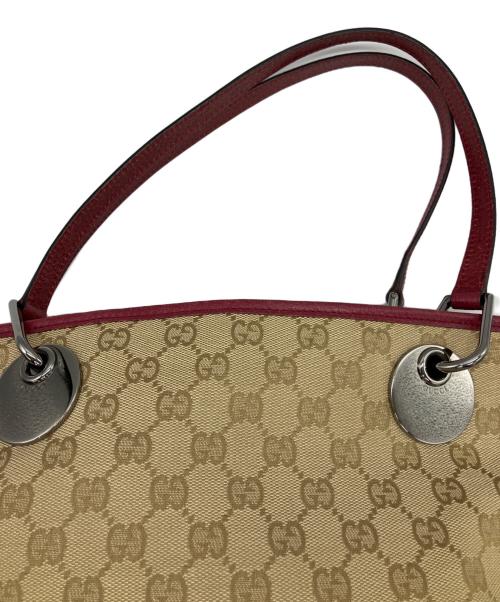 GUCCI（グッチ）GUCCI (グッチ) トートバッグ ベージュ×ボルドーの古着・服飾アイテム