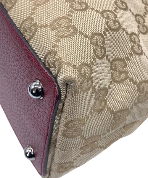 GUCCI（グッチ）GUCCI (グッチ) トートバッグ ベージュ×ボルドーの古着・服飾アイテム