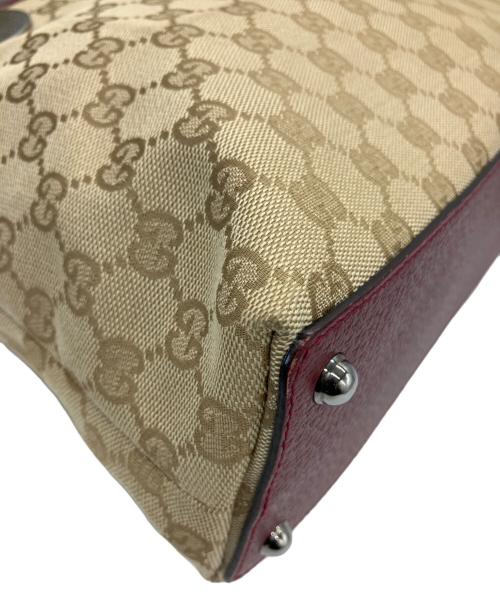 GUCCI（グッチ）GUCCI (グッチ) トートバッグ ベージュ×ボルドーの古着・服飾アイテム