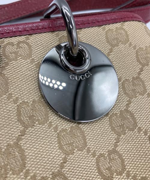 GUCCI（グッチ）GUCCI (グッチ) トートバッグ ベージュ×ボルドーの古着・服飾アイテム
