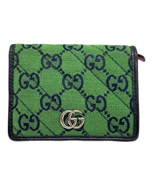 GUCCI（グッチ）GUCCI (グッチ) コンパクトウォレット グリーン×ピンク×イエローの古着・服飾アイテム
