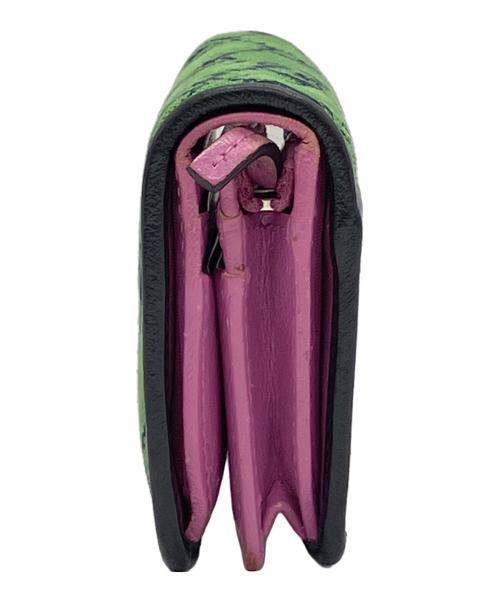 GUCCI（グッチ）GUCCI (グッチ) コンパクトウォレット グリーン×ピンク×イエローの古着・服飾アイテム