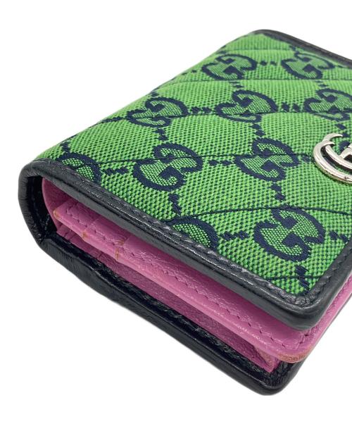 GUCCI（グッチ）GUCCI (グッチ) コンパクトウォレット グリーン×ピンク×イエローの古着・服飾アイテム