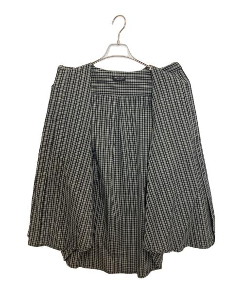 COMME des GARCONS HOMME PLUS（コムデギャルソンオムプリュス）COMME des GARCONS HOMME PLUS (コムデギャルソンオムプリュス) wide silhouette wool check shirt ブラック サイズ:Freeの古着・服飾アイテム