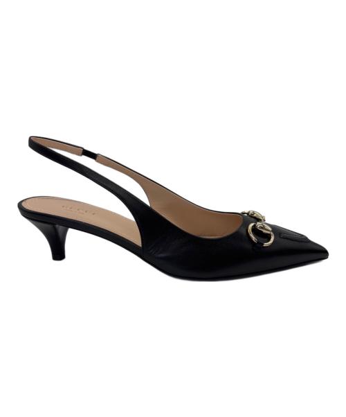 GUCCI（グッチ）GUCCI (グッチ) ホースビットスリングバックパンプス ブラック サイズ:38 1/2の古着・服飾アイテム