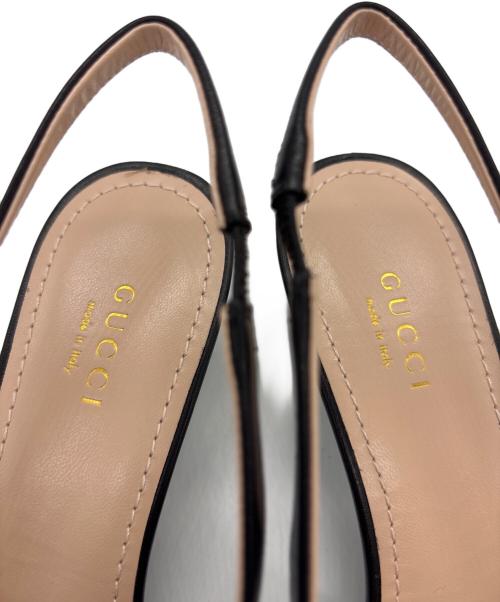 GUCCI（グッチ）GUCCI (グッチ) ホースビットスリングバックパンプス ブラック サイズ:38 1/2の古着・服飾アイテム