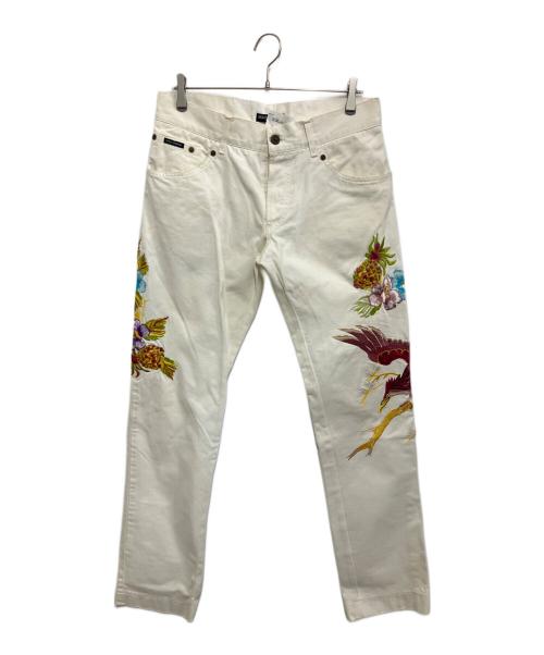 DOLCE & GABBANA（ドルチェ＆ガッバーナ）DOLCE & GABBANA (ドルチェ＆ガッバーナ) 刺繍パンツ ホワイト サイズ:Lの古着・服飾アイテム