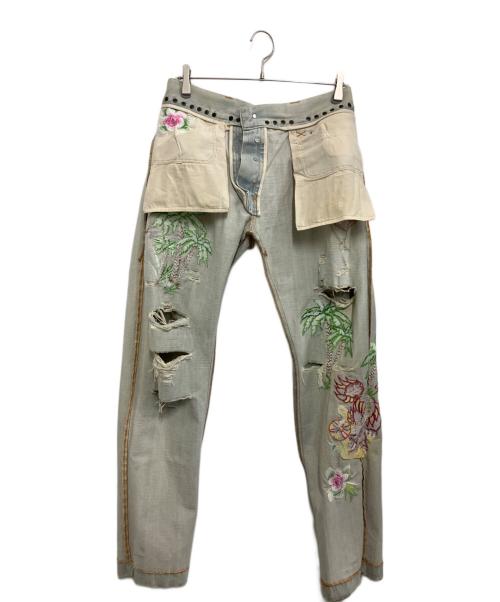 DOLCE & GABBANA（ドルチェ＆ガッバーナ）DOLCE & GABBANA (ドルチェ＆ガッバーナ) 刺繍デニムパンツ サックスブルー サイズ:XLの古着・服飾アイテム