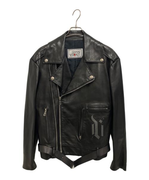 GIANNI VERSACE（ジャンニ・ヴェルサーチ）GIANNI VERSACE (ジャンニ・ヴェルサーチ) レザーライダースジャケット ブラック サイズ:Lの古着・服飾アイテム
