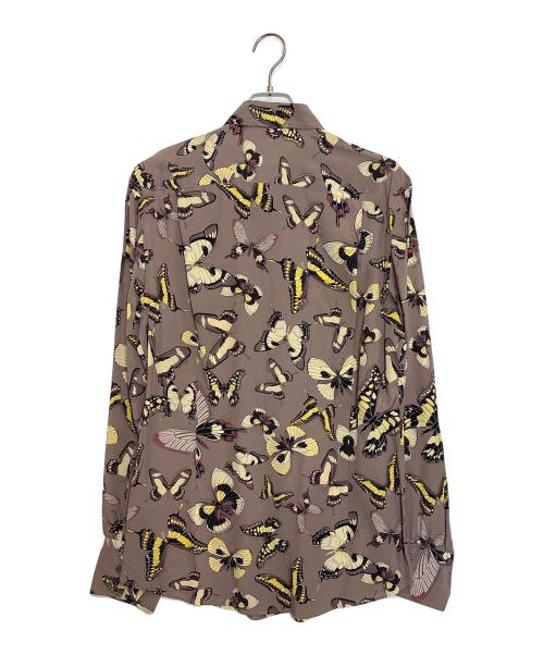 GUCCI（グッチ）GUCCI (グッチ) シルクシャツ ブラウン サイズ:42 （16 1/2）の古着・服飾アイテム