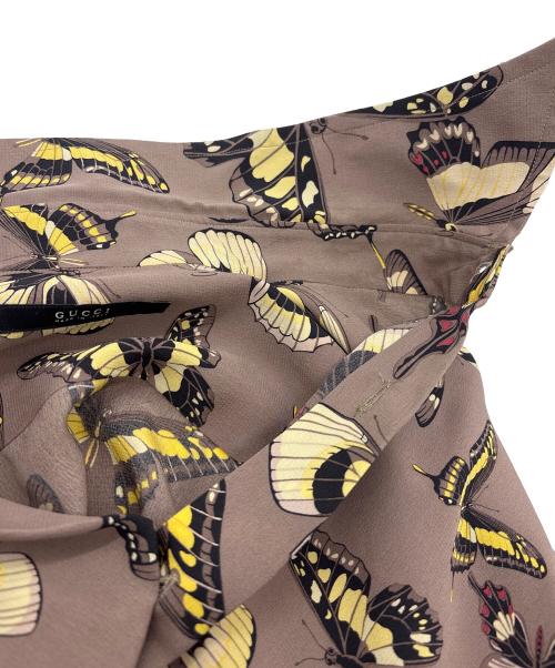 GUCCI（グッチ）GUCCI (グッチ) シルクシャツ ブラウン サイズ:42 （16 1/2）の古着・服飾アイテム