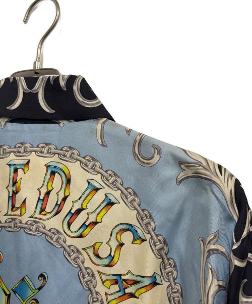 GIANNI VERSACE（ジャンニ・ヴェルサーチ）GIANNI VERSACE (ジャンニ・ヴェルサーチ) シルクシャツ ブラック×ブルー サイズ:48の古着・服飾アイテム