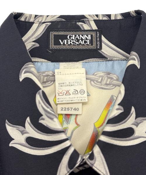 GIANNI VERSACE（ジャンニ・ヴェルサーチ）GIANNI VERSACE (ジャンニ・ヴェルサーチ) シルクシャツ ブラック×ブルー サイズ:48の古着・服飾アイテム