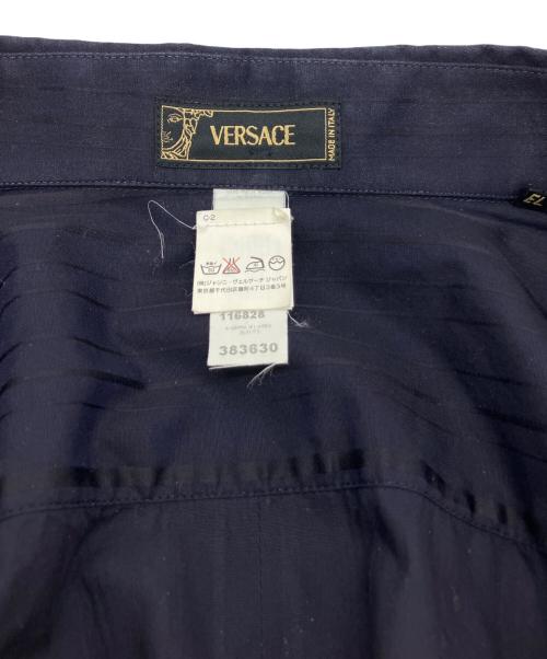 VERSACE（ヴェルサーチェ）VERSACE (ヴェルサーチェ) ストライプシャツ ネイビー サイズ:XXLの古着・服飾アイテム