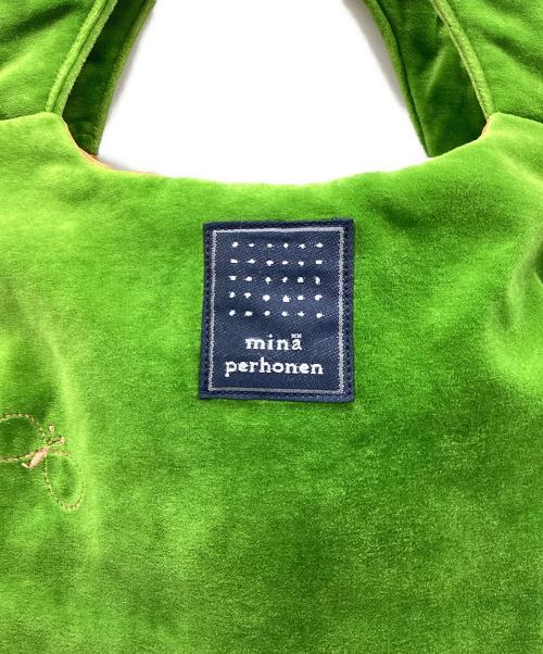 mina perhonen（ミナ ペルホネン）mina perhonen (ミナ ペルホネン) エッグバッグ グリーンの古着・服飾アイテム