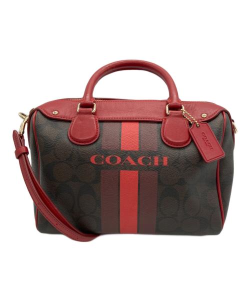 COACH（コーチ）COACH (コーチ) 2WAYバッグ ブラウン×レッドの古着・服飾アイテム
