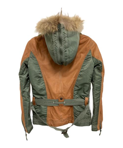 AVIREX（アヴィレックス）AVIREX (アヴィレックス) レザーパッチフライトジャケット ブラウン×グリーン サイズ:Mの古着・服飾アイテム