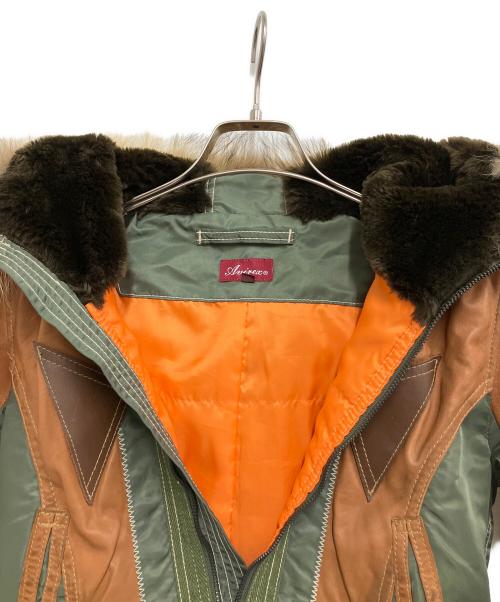 AVIREX（アヴィレックス）AVIREX (アヴィレックス) レザーパッチフライトジャケット ブラウン×グリーン サイズ:Mの古着・服飾アイテム