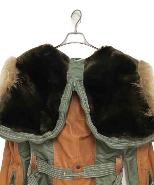 AVIREX（アヴィレックス）AVIREX (アヴィレックス) レザーパッチフライトジャケット ブラウン×グリーン サイズ:Mの古着・服飾アイテム