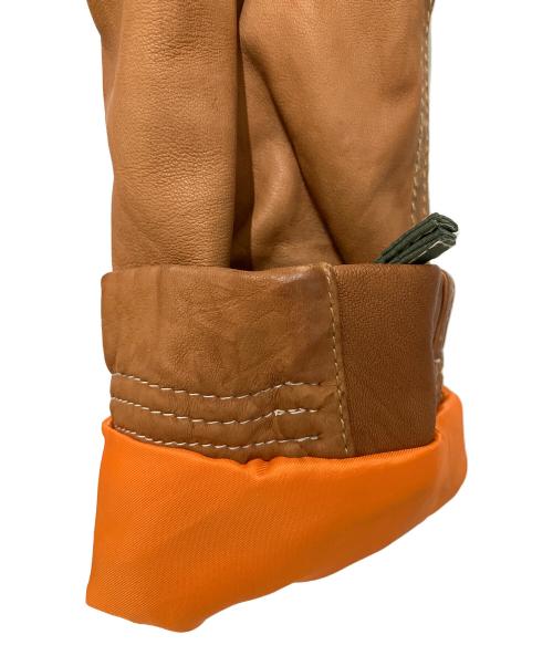 AVIREX（アヴィレックス）AVIREX (アヴィレックス) レザーパッチフライトジャケット ブラウン×グリーン サイズ:Mの古着・服飾アイテム