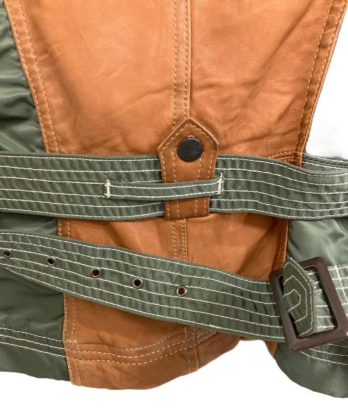 AVIREX（アヴィレックス）AVIREX (アヴィレックス) レザーパッチフライトジャケット ブラウン×グリーン サイズ:Mの古着・服飾アイテム