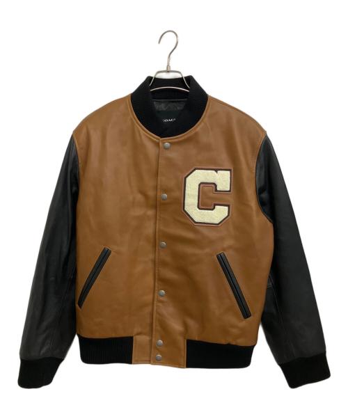 COACH（コーチ）COACH (コーチ) レザー ヴァーシティ ジャケット ブラウン サイズ:Mの古着・服飾アイテム