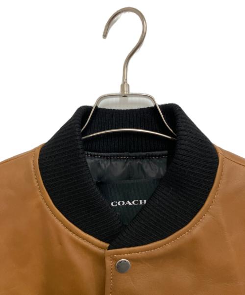 COACH（コーチ）COACH (コーチ) レザー ヴァーシティ ジャケット ブラウン サイズ:Mの古着・服飾アイテム
