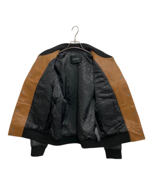 COACH（コーチ）COACH (コーチ) レザー ヴァーシティ ジャケット ブラウン サイズ:Mの古着・服飾アイテム