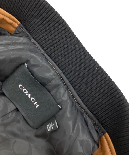 COACH（コーチ）COACH (コーチ) レザー ヴァーシティ ジャケット ブラウン サイズ:Mの古着・服飾アイテム