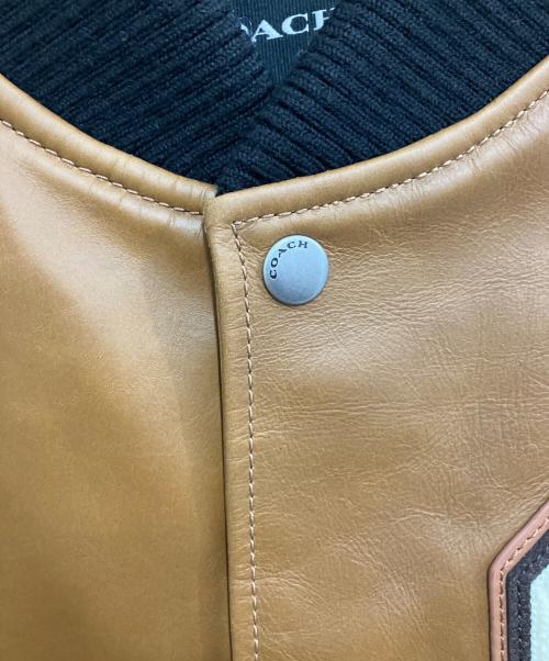 COACH（コーチ）COACH (コーチ) レザー ヴァーシティ ジャケット ブラウン サイズ:Mの古着・服飾アイテム