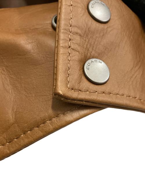 COACH（コーチ）COACH (コーチ) レザー ヴァーシティ ジャケット ブラウン サイズ:Mの古着・服飾アイテム