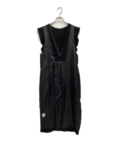 La boutique BonBon（ラブティックボンボン）La boutique BonBon (ラブティックボンボン) ダブルクロスバイカラーラッフルジャンドレ ブラック サイズ:M 未使用品の古着・服飾アイテム