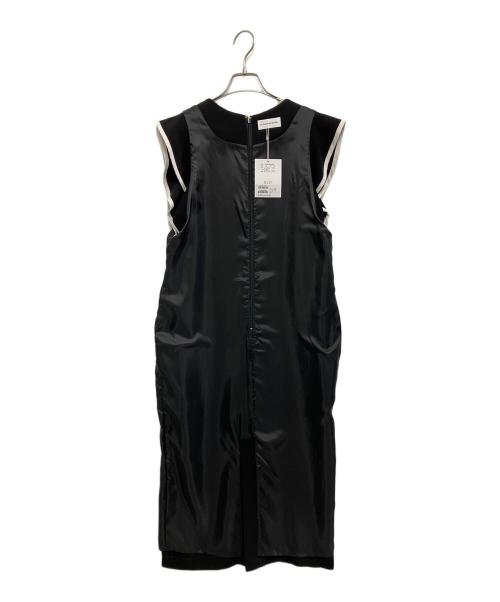 La boutique BonBon（ラブティックボンボン）La boutique BonBon (ラブティックボンボン) ダブルクロスバイカラーラッフルジャンドレ ブラック サイズ:M 未使用品の古着・服飾アイテム