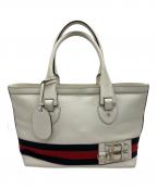 GUCCIグッチ）の古着「レザートートバッグ」｜ホワイト